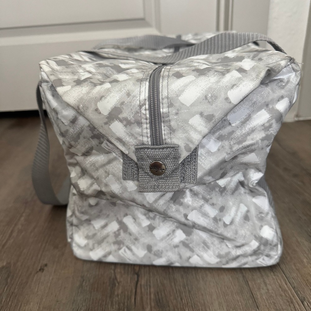 Thirty-One Fresh Market Thermal Tote Bag Gray White Brushstroke Insulated Cooler - Picture 10 of 14